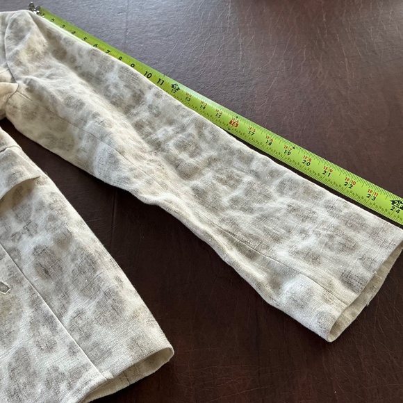 Alberto Makali Size 10 Cream Tan Linen Jacket Blazer Abstract Print USA Made - Picture 11 of 14